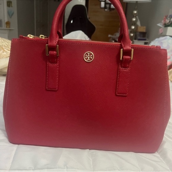 $468 Tory Burch red leather handle bag LIKE NEW CONDITION - Picture 1 of 9